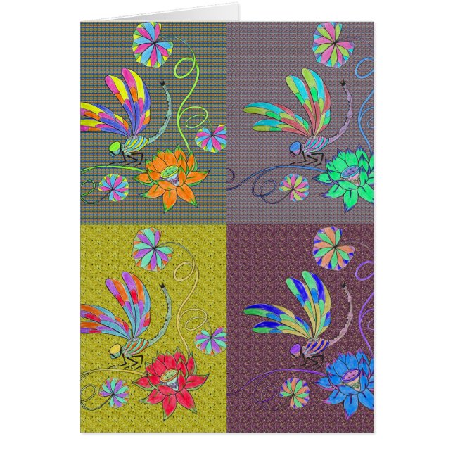 Dragonfly Collage Hälsningskort (Framsidan)