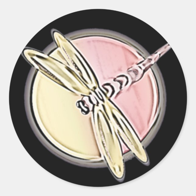 Dragonfly Cutout Runt Klistermärke (Framsida)