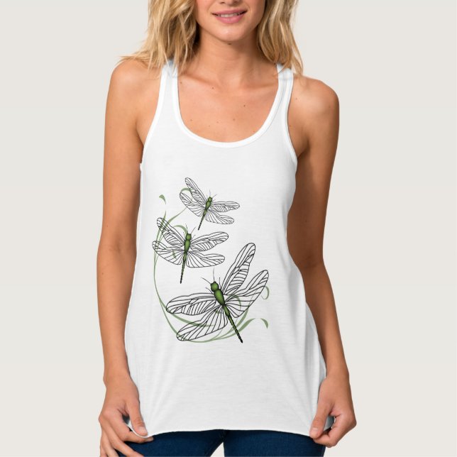 Dragonfly Dam Linne Med Racerback (Framsida)