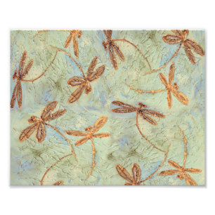 Dragonfly Dance Guld Fototryck