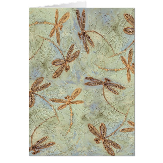 Dragonfly Dance Guld Hälsningskort (Framsidan)