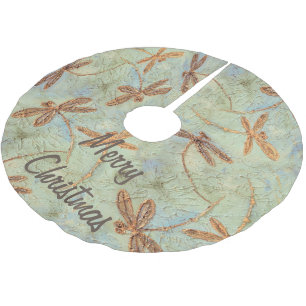 Dragonfly Dance Guld Julgran Skirt Julgransmatta Borstad Polyester