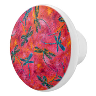 Dragonfly Dance Hett Fuchsia Door Drag Knopp