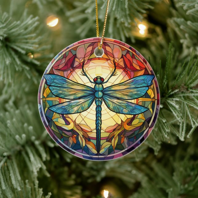 Dragonfly Dekoration, fastsatt glaskeramiskt Träd Julgransprydnad Keramik (Träd)