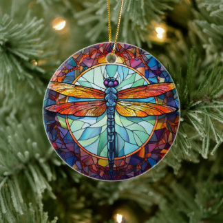 Dragonfly Dekoration, fastsatt glaskeramiskt Träd Julgransprydnad Keramik