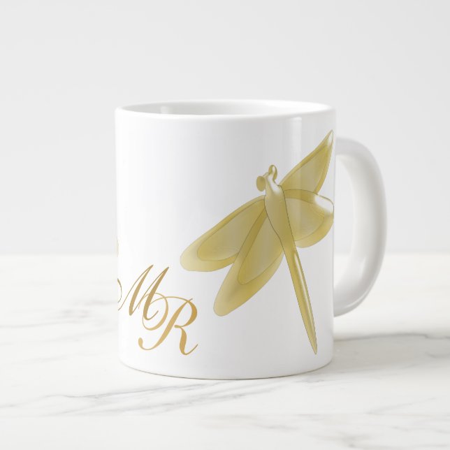 Dragonfly Design Monogram Jumbo Mugg (Framsida höger)