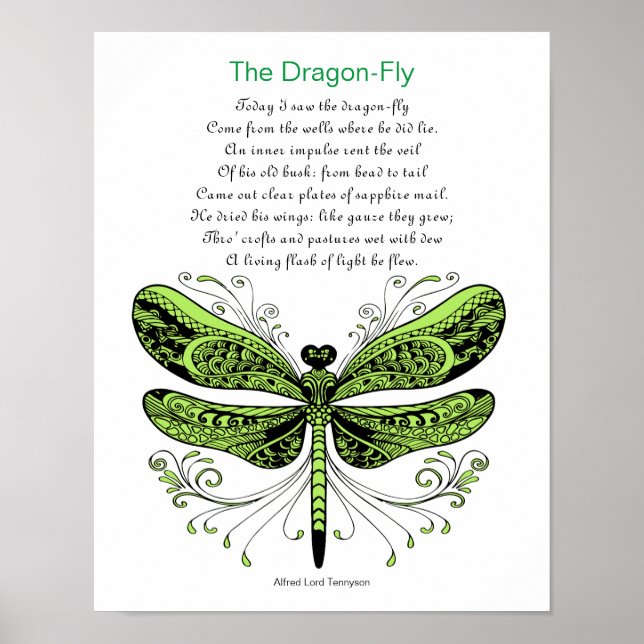 Dragonfly Dikt av Alfred Lord Tennyson Poster (Framsidan)