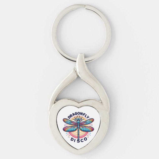 Dragonfly Dragonfly Disco Twisted Heart Silverfärgad Nyckelring (Framsidan)