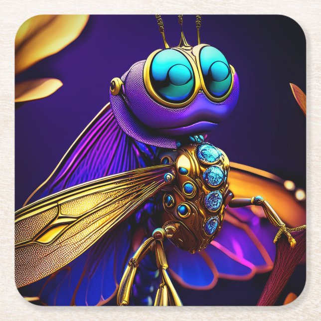 Dragonfly Dreaming Ember Underlägg Papper Kvadrat (Framsidan)