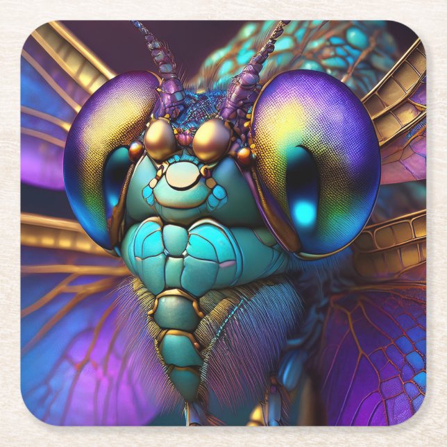 Dragonfly Dreaming Moonstone Underlägg Papper Kvadrat (Framsidan)