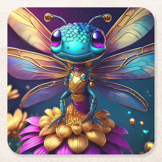 Dragonfly Dreaming Zephyr Underlägg Papper Kvadrat (Framsidan)