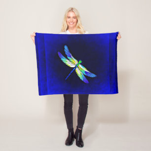 Dragonfly Electric Blue - Personalize with a namn Fleecefilt