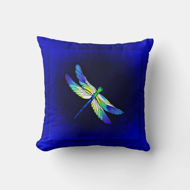 Dragonfly Electric Blue - Personalize with a namn Kudde (Framsida)