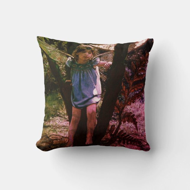 Dragonfly Fairy Girl i Moonlight Kudde (Framsida)