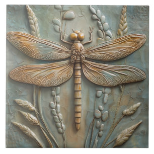 Dragonfly Fält från Foliage Faux Relief Kakelplatta