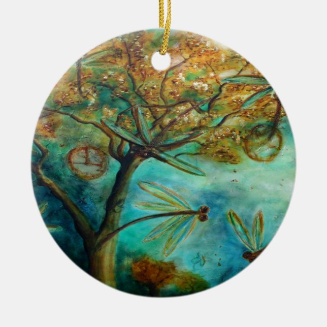 Dragonfly Fliration Julgransprydnad Keramik (Framsidan)
