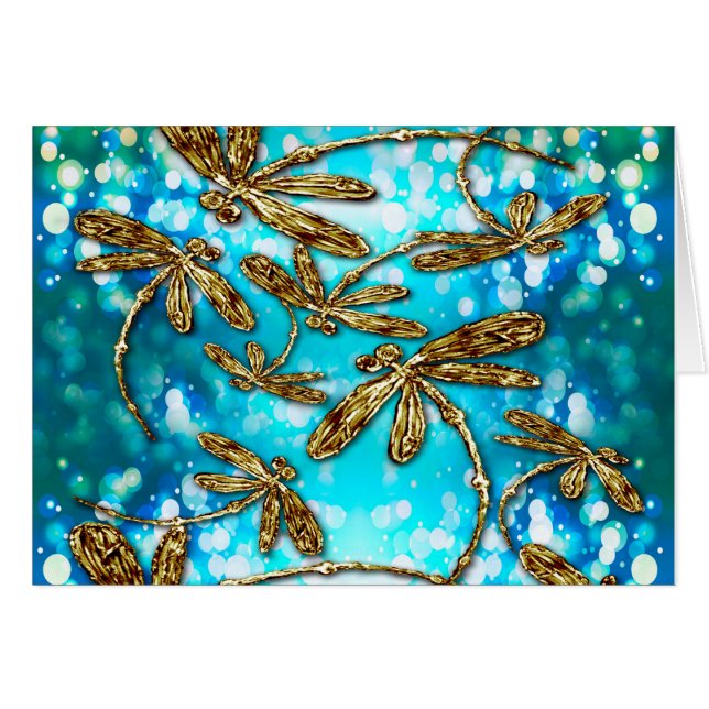 Dragonfly Flit Bubbles Hälsningskort (Framsidan Horizontal)