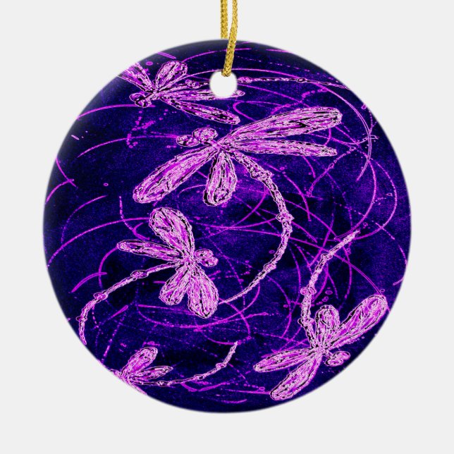 Dragonfly Flit Disco Julgransprydnad Keramik (Framsidan)