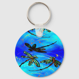 Dragonfly Flit Electric Blue Nyckelring