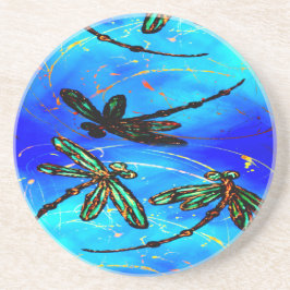 Dragonfly Flit Electric Blue Underlägg Sandsten