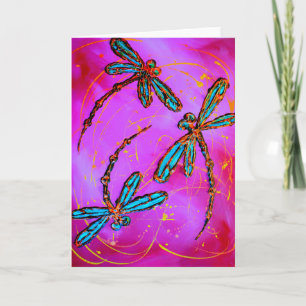 Dragonfly Flit Electric Rosa Helgkort