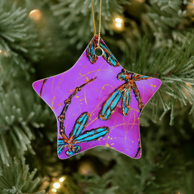 Dragonfly Flit Electric Rosa jul Ornament (Träd)