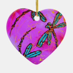 Dragonfly Flit Electric Rosa Julgransprydnad Keramik