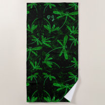 Dragonfly Flit Neon Grönt Beach Towel