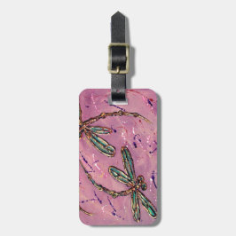 Dragonfly Flit Rosa Fizz Luggage Label Anpassnings Bagagebricka