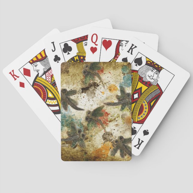 Dragonfly Flit Rustic Stänk Spelkort (Baksidan)