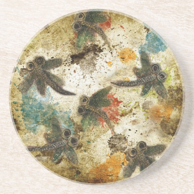 Dragonfly Flit Rustic Stänk Underlägg (Framsidan)