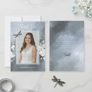 Dragonfly Floral Sweet 16 Dammig Blå ID1310 Tack Kort