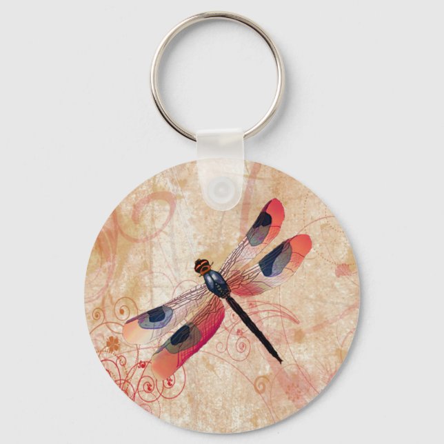 Dragonfly Flourish Keychain Nyckelring (Framsida)
