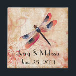 Dragonfly Flourish Wedding Favor Magnet<br><div class="desc">Den här Dragonfly Flourish Wedding Favor Magnet har min vattenfärgsdrakonfluga på en digital konsbakgrund med lager. Underbar för sommartid Bröllop eller Dragonfly ThMeed Bröllop.</div>