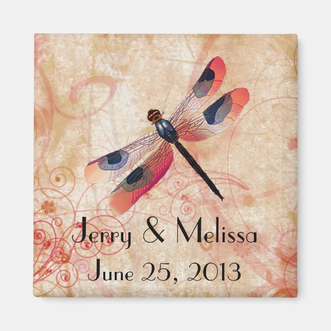 Dragonfly Flourish Wedding Favor Magnet (Framsidan)