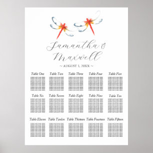 Dragonfly för vattenfärg i personligt bröllp-sätes poster