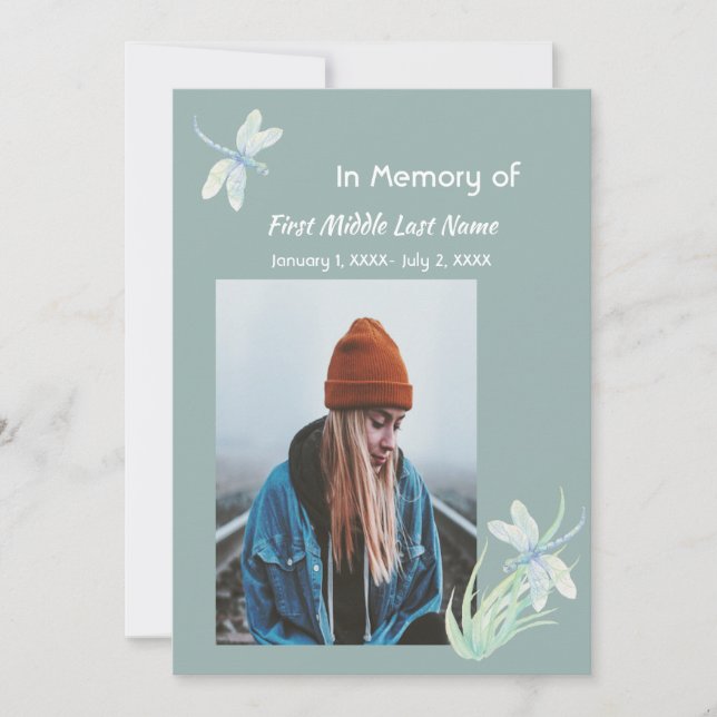 Dragonfly för vattenfärg på minneskortet inbjudningar (Framsida)