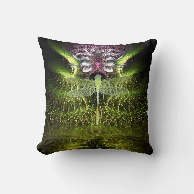 Dragonfly Fractal Magic Jumbo Cushion | Pillow Kudde (Framsida)