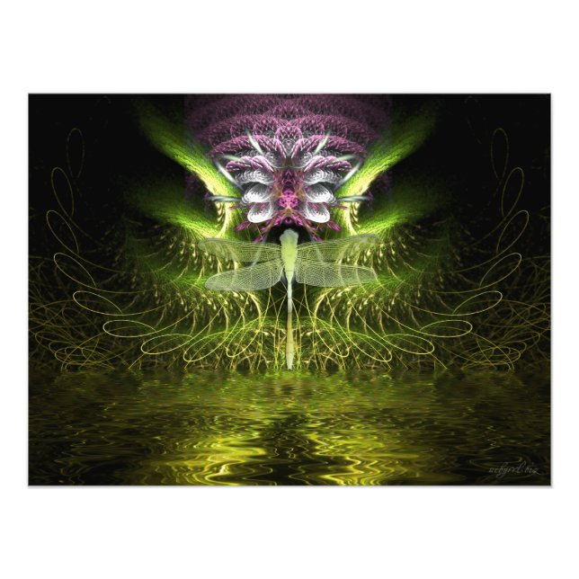 Dragonfly Fractal Magic Photo Fototryck (Framsidan)