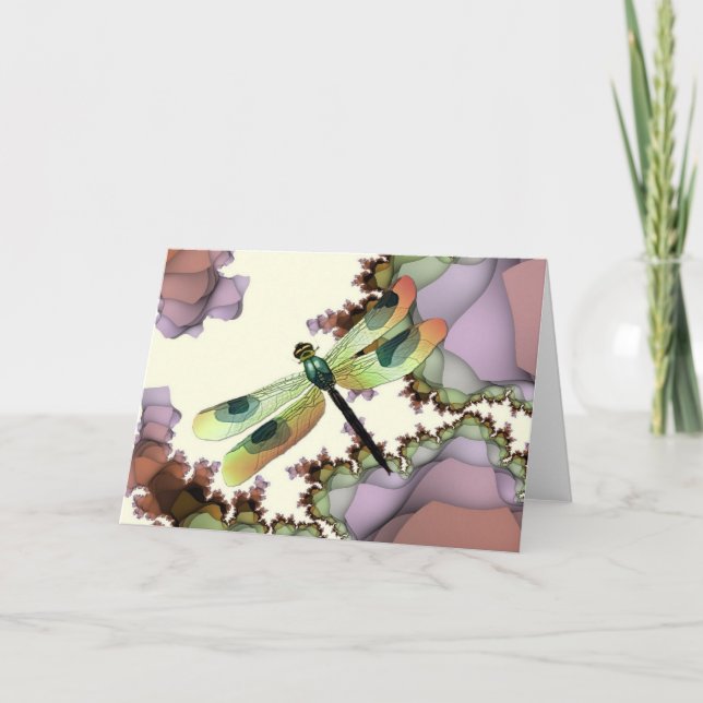 Dragonfly Fractaler Card (Earthy) Kort (Framsida)