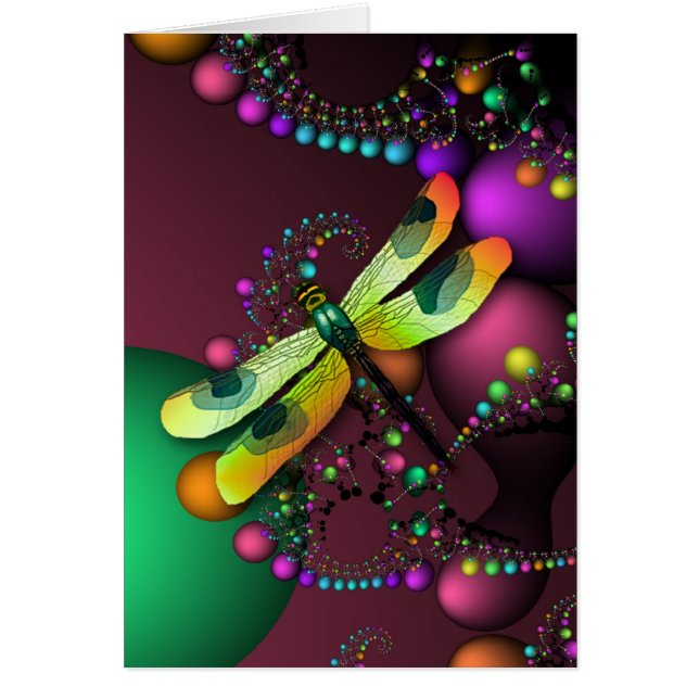 Dragonfly Fractaler Card (Mardigras) Hälsningskort (Framsidan)