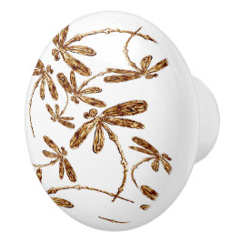 Dragonfly Frenzy Guld Ceramic Dragon Knopp