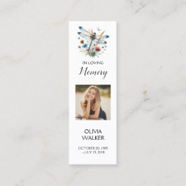 Dragonfly Funeral Bookmark, Funeral Keepsakkort Mini Visitkort