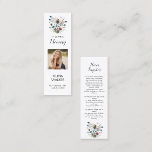 Dragonfly Funeral Bookmark, Funeral Keepsakkort Mini Visitkort