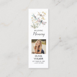 Dragonfly Funeral Bookmark, Funeral Keepsakkort Mini Visitkort