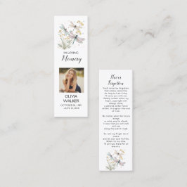 Dragonfly Funeral Bookmark, Funeral Keepsakkort Mini Visitkort