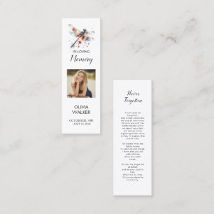 Dragonfly Funeral Bookmark, Funeral Keepsakkort Mini Visitkort