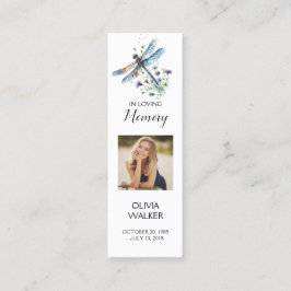 Dragonfly Funeral Bookmark, Funeral Keepsakkort Mini Visitkort