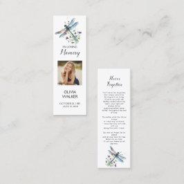 Dragonfly Funeral Bookmark, Funeral Keepsakkort Mini Visitkort