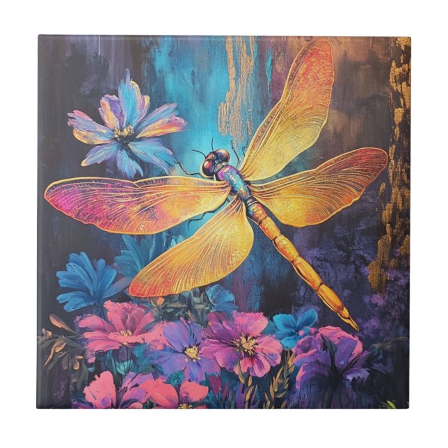 Dragonfly Garden Wings Ceramic Tile 4.25x2.25 Kakelplatta (Framsidan)